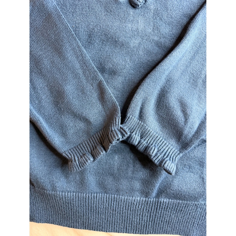 BTFBM Blue Ruffle Button Neck Long Sleeve Sweater Womens Size Medium - Picture 4 of 5